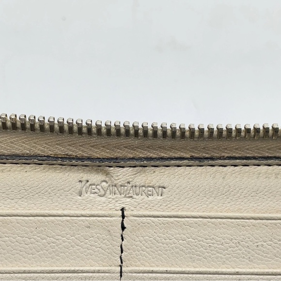 Yves Saint Laurent YSL Black Patent Leather Wallet White Accents & Box Rare - Picture 3 of 15